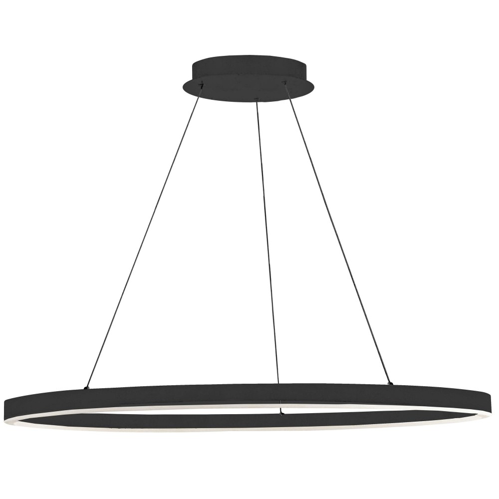 63W Horizontal Chandelier, Matte Black with White Acrylic Diffuser