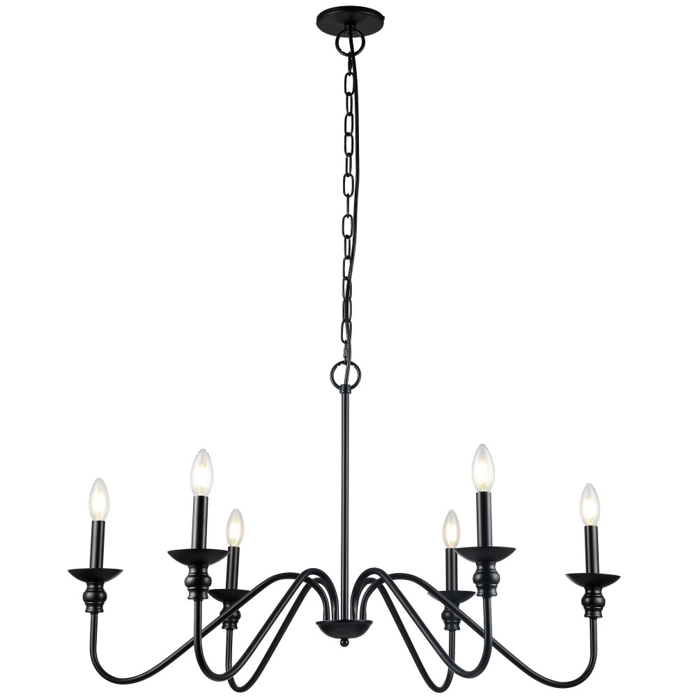 Clara 6 Light Incandescent Chandelier, Matte Black