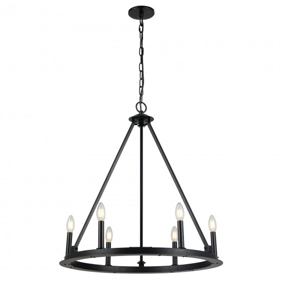 Colby 6 Light Incandescent Chandelier, Matte Black