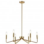 Clayton 6 Light Incandescent Chandelier, Aged Brass