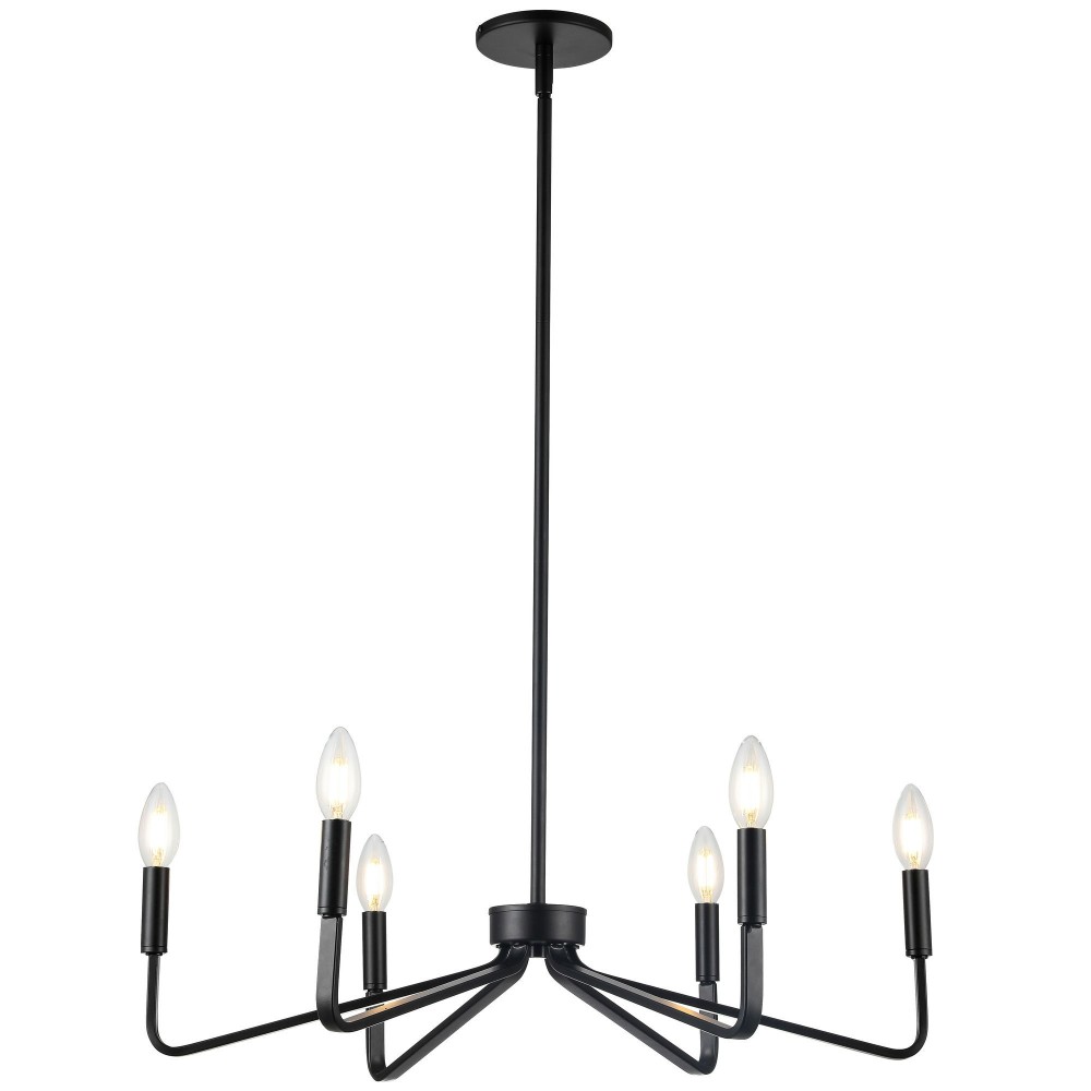 Clayton 6 Light Incandescent Chandelier, Matte Black