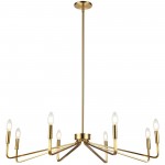 8 Light Incandescent Chandelier, Aged Brass