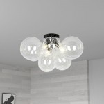 3 Light Halogen Flush Mount, Polished Chrome with Clear Glass