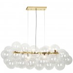 10 Light Halogen Horizontal Pendant, Aged Brass with Clear Glass