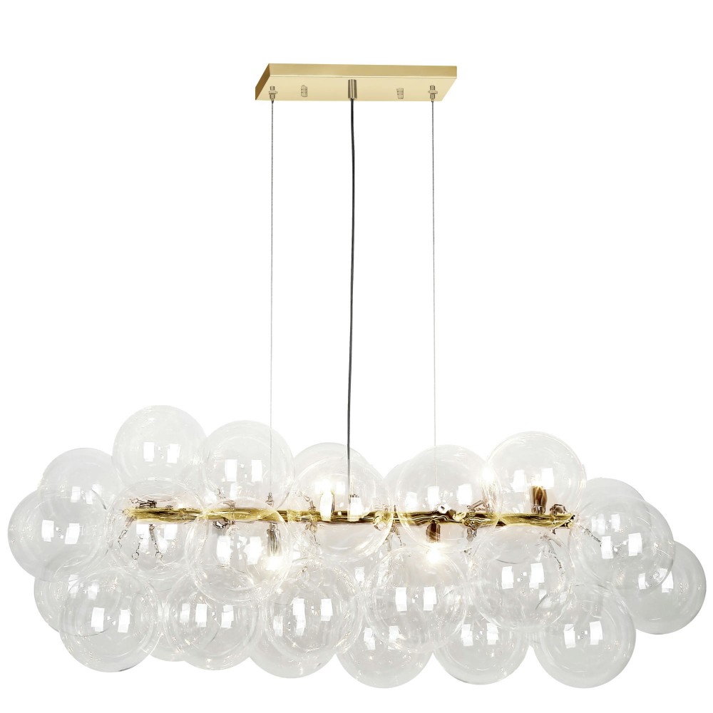 10 Light Halogen Horizontal Pendant, Aged Brass with Clear Glass