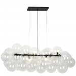 Comet 10 Light Halogen Horizontal Pendant, Matte Black with Clear Glass