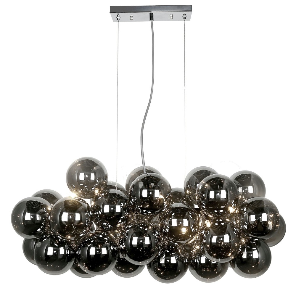 10 Light Halogen Horizontal Pendant, Polished Chrome with Smoked Glass