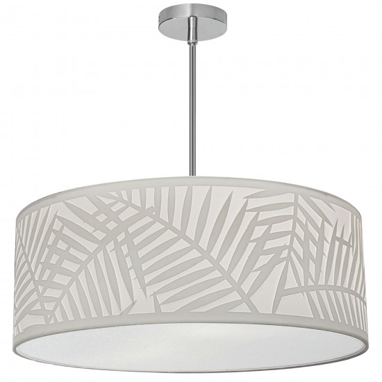 4 Light Polished Chrome Pendant w/ White Shade and White Fabric Diffuser