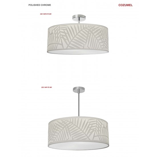 4 Light Polished Chrome Pendant w/ White Shade and White Fabric Diffuser