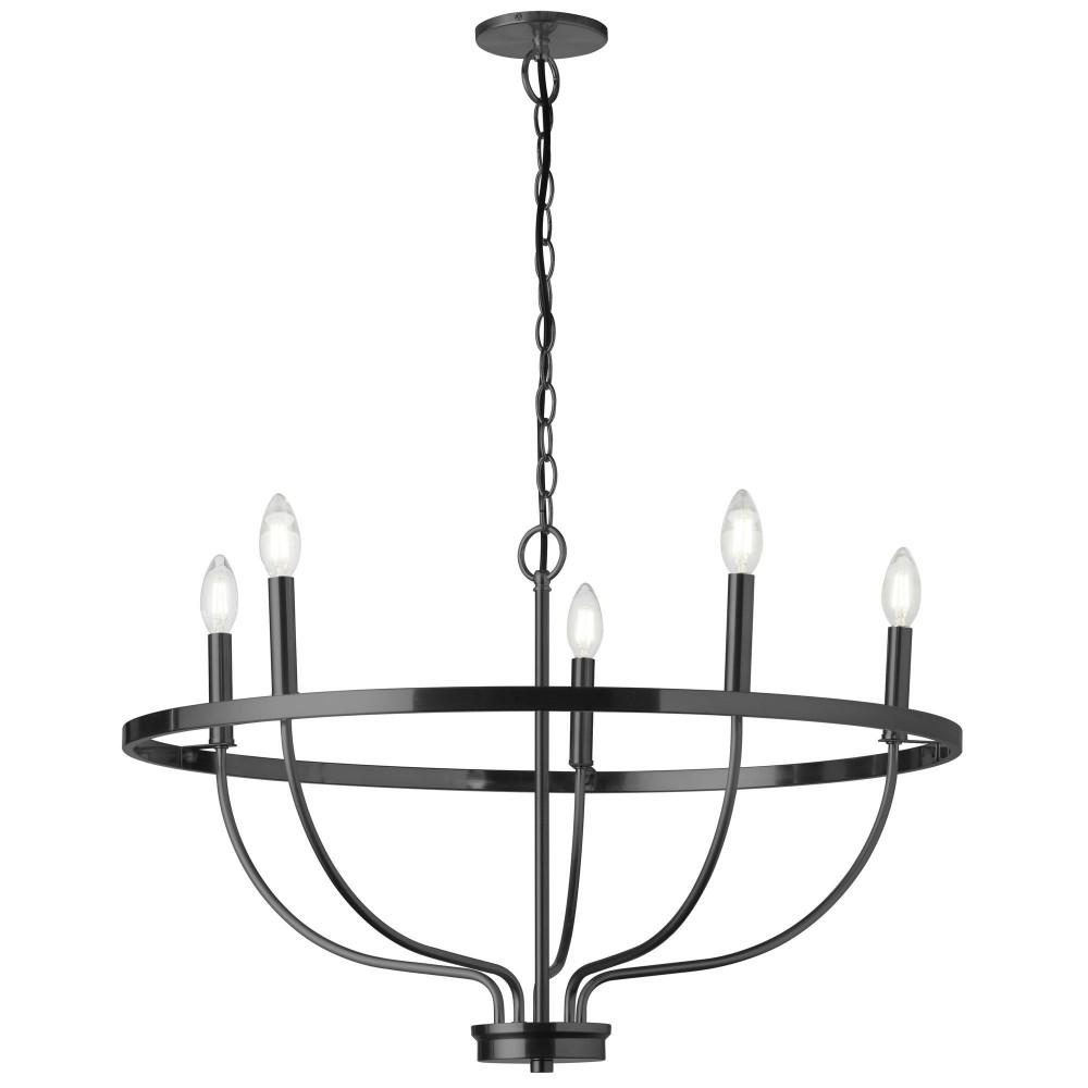 5 Light Incandescent Matte Black Chandelier