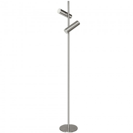 12W Floor Lamp, Satin Chrome with Frosted Acrylic Diffuser