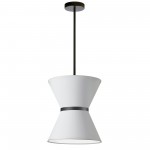 Caterine Incandescent Pendant, Matte Black with White Shade