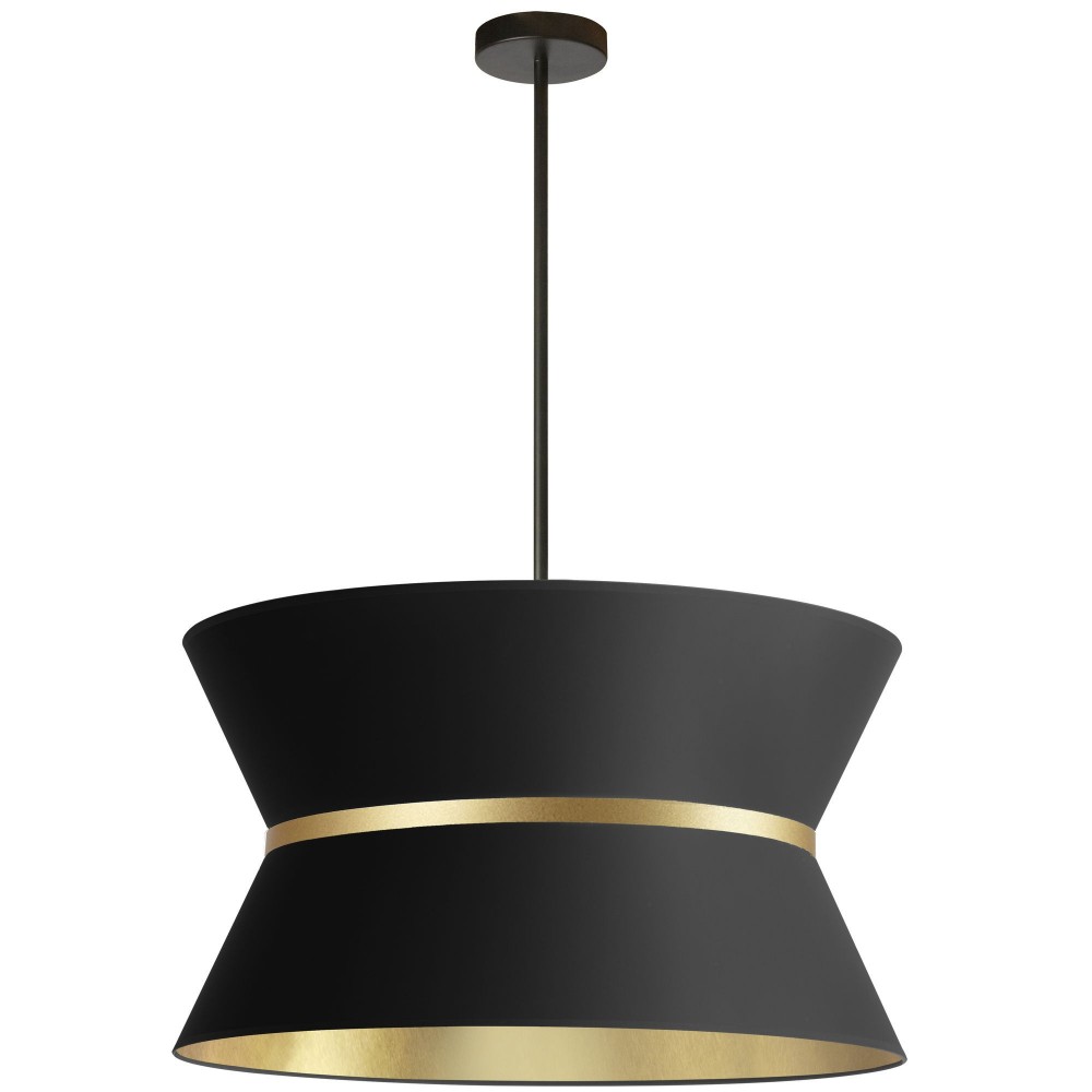 4 Light Incandescent Chandelier, Matte Black with Gold Ring Black / Gold Shade 4 Light Incandescent Chandelier, Matte Black with Gold Ring Black / Gold Shade