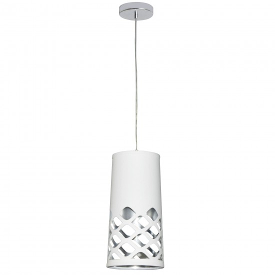 1 Light Pendant with White on Silver Shade