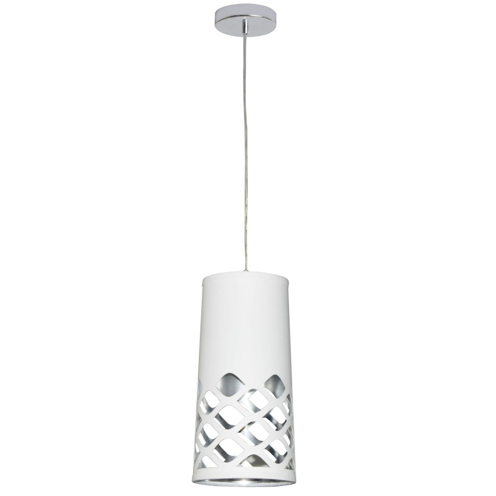 1 Light Pendant with White on Silver Shade