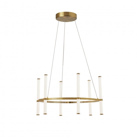 36W Chandelier, Aged Brass with White Acrylic Diffuser
