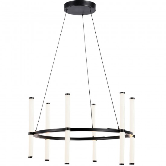 36W Chandelier, Matte Black with White Acrylic Diffuser