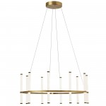 60W Chandelier, Aged Brass with White Acrylic Diffuserq