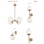 Halogen Aged Brass Wall Sconce w/ White Glass (L shaped)