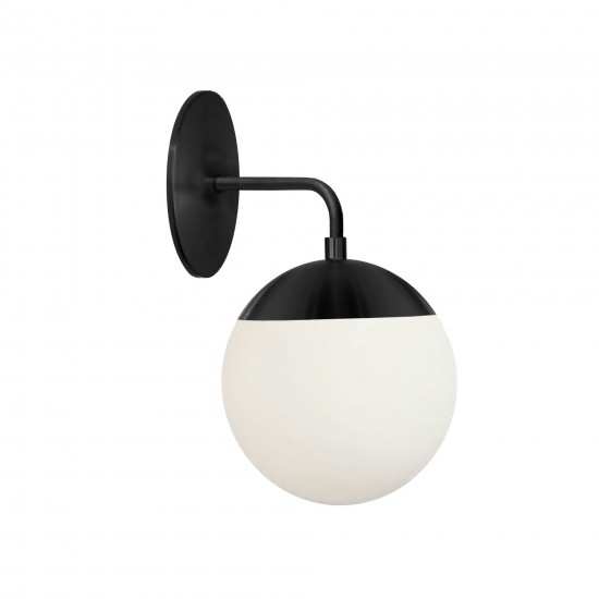 Halogen Matte Black Wall Sconce w/ White Glass (L Shaped)