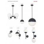 Halogen Matte Black Wall Sconce w/ White Glass (L Shaped)