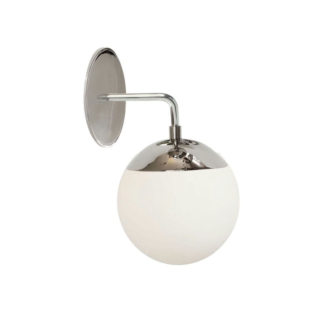 Halogen Polished Chrome Wall Sconce w/ White Glass (L Shaped)