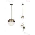 3 Light Halogen Pendant, Antique Brass Finish with White Glass