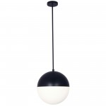 3 Light Halogen Pendant, Matte Black Finish with White Glass