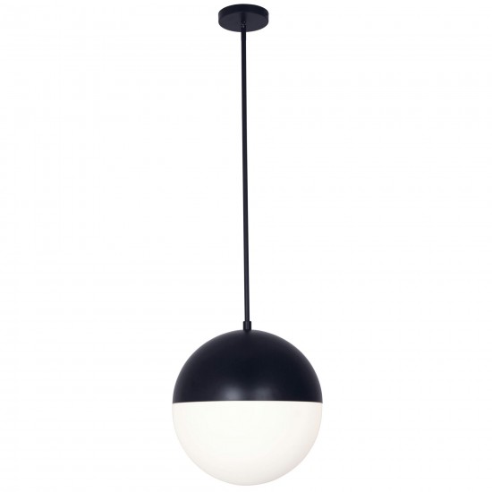 3 Light Halogen Pendant, Matte Black Finish with White Glass