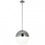 3 Light Halogen Pendant, Polished Chrome Finish with White Glass