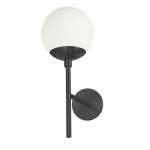 Halogen Matte Black Wall Sconce w/ White Glass (T Shaped)