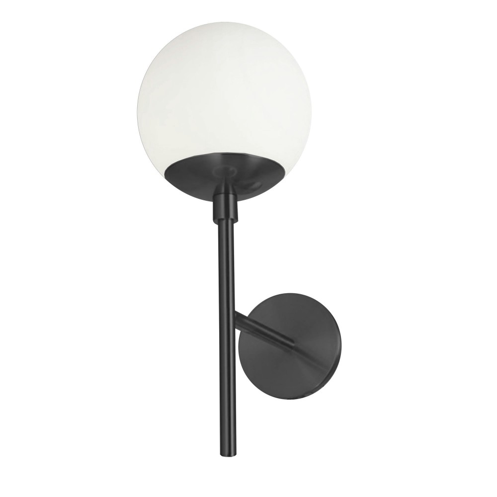 Halogen Matte Black Wall Sconce w/ White Glass (T Shaped)