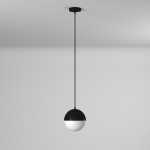 1 Light Halogen Pendant, Matte Black Finish with White Glass