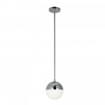 1 Light Halogen Pendant, Polished Chrome Finish with White Glass