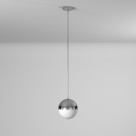 1 Light Halogen Pendant, Polished Chrome Finish with White Glass