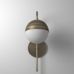 1 Light Halogen Sconce, Antique Brass with White Glass, Hardwire and Plug-In