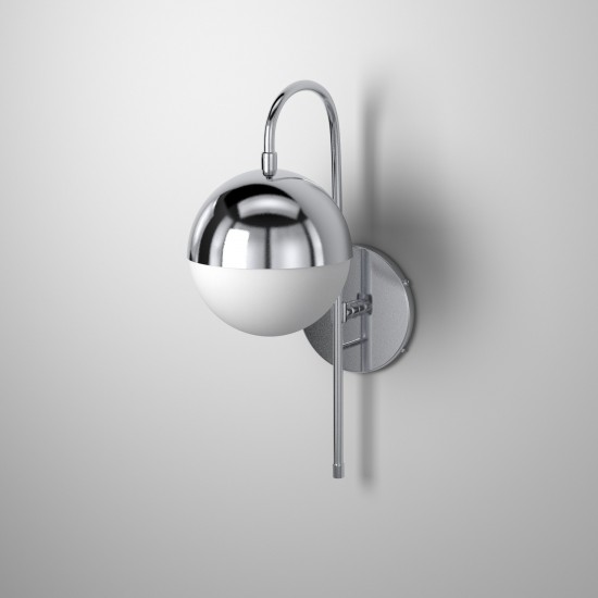 Halogen Wall Sconce, Polished Chrome with White Glass, Hardwire and Plug-In
