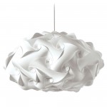 Globus 3 Light Pendant, Polished Chrome Finish, White Fabric, Flat