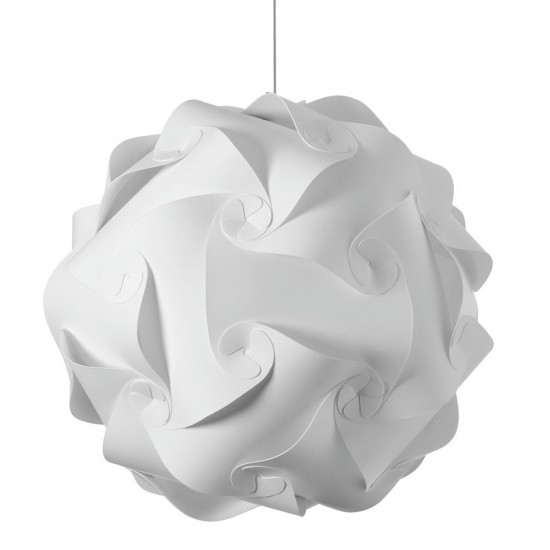 Globus 3 Light Pendant, Polished Chrome Finish, White Fabric, L