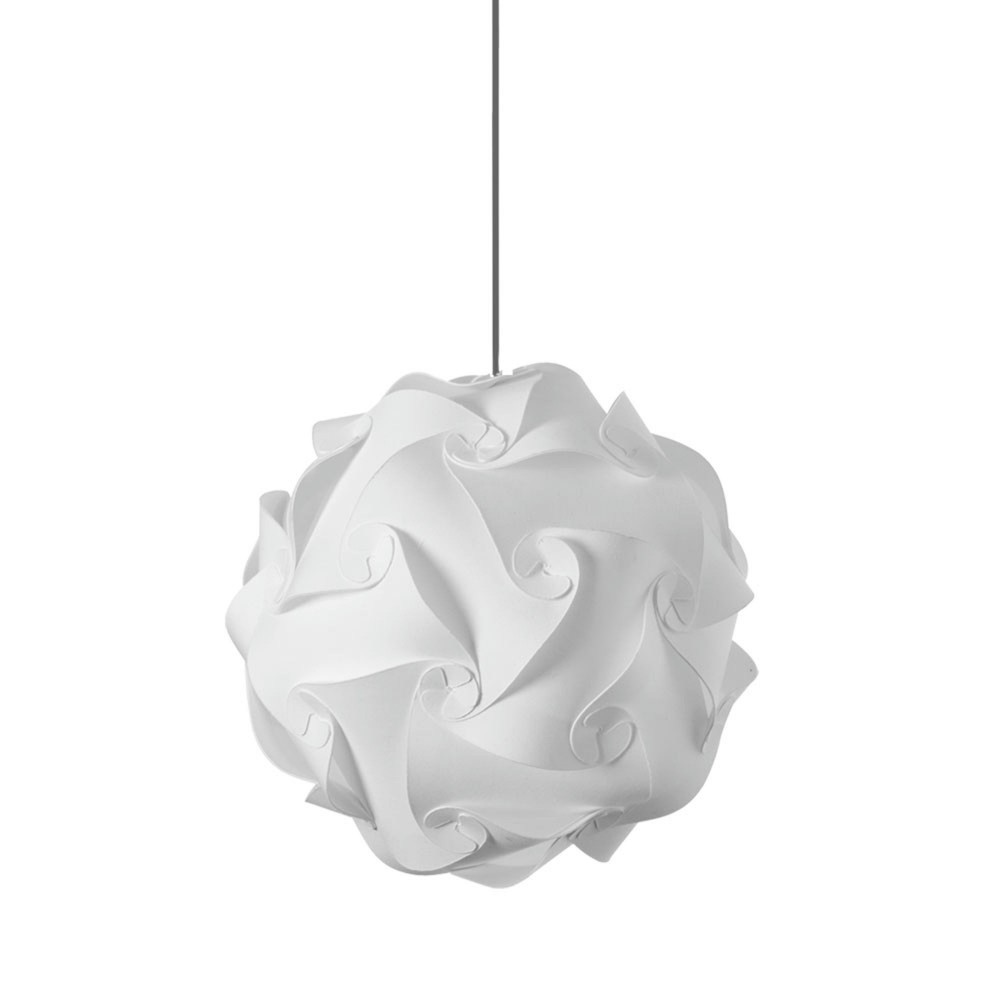 Globus Pendant, Polished Chrome Finish, White Fabric, M