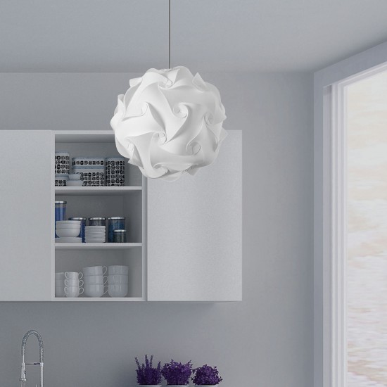 Globus Pendant, Polished Chrome Finish, White Fabric, M