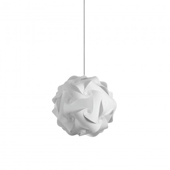 Globus Pendant, Polished Chrome Finish, White Fabric, S