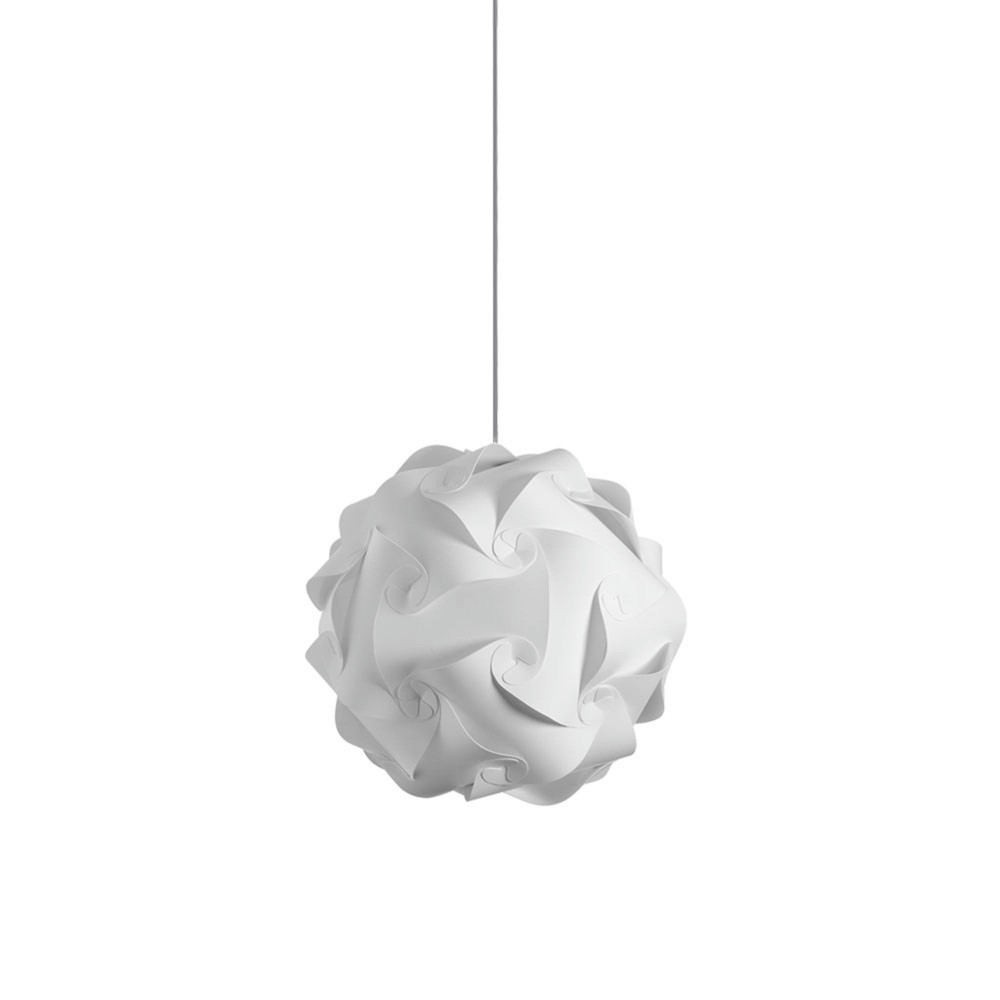 Globus Pendant, Polished Chrome Finish, White Fabric, S