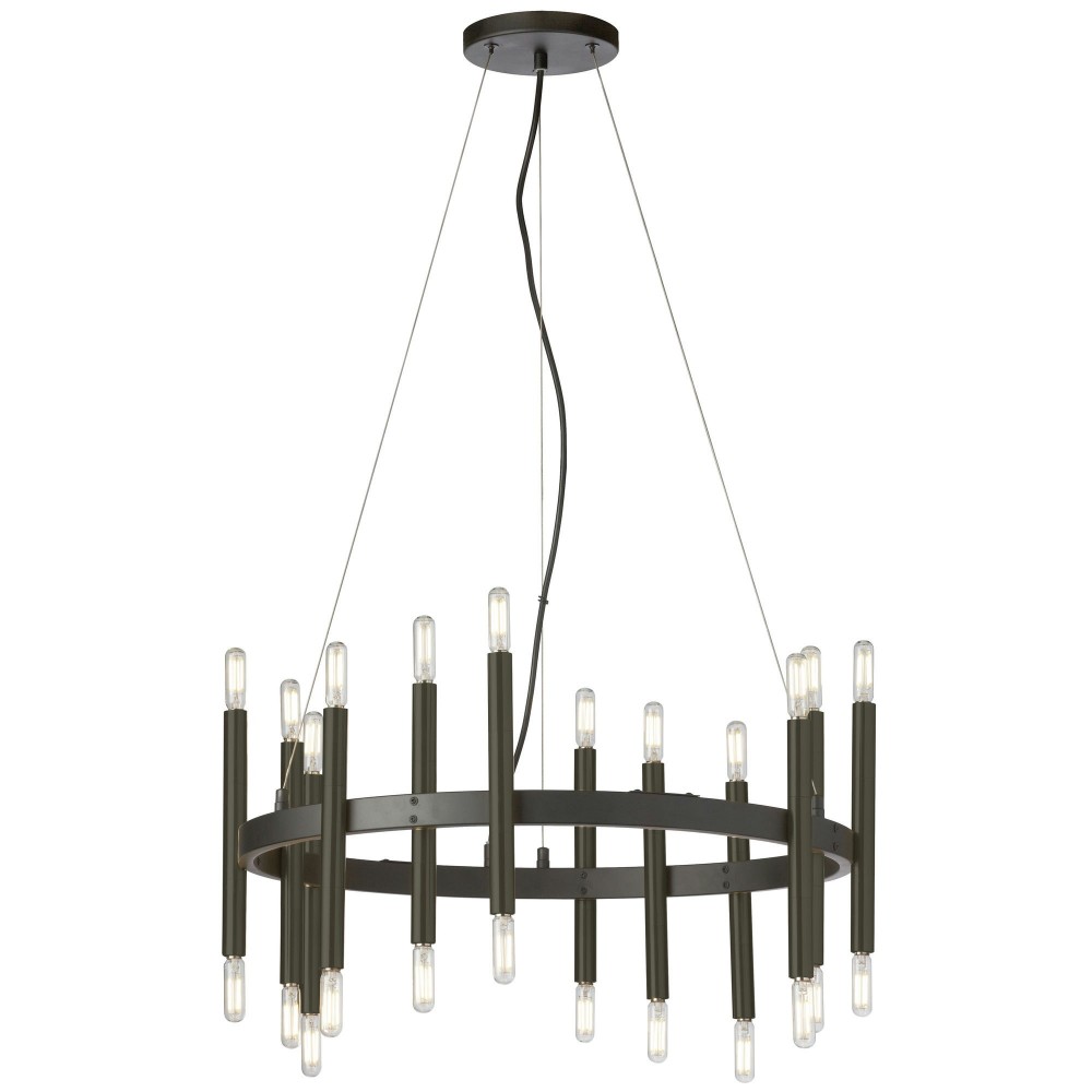 24 Light Incandescent Matte Black Chandelier