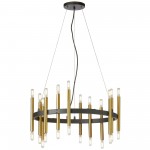 24 Light Incandescent Matte Black & Aged Brass Chandelier