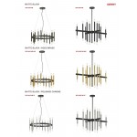 24 Light Incandescent Matte Black & Aged Brass Chandelier