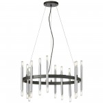 24 Light Incandescent Matte Black & Polished Chrome Chandelier