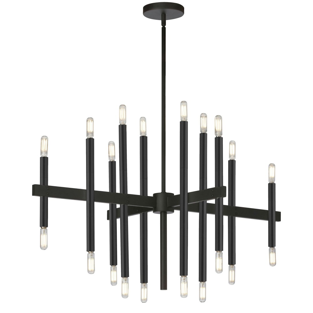 20 Light Incandescent Matte Black Chandelier