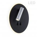 12W LED Backlight w/ 3W LED Polished Chrome Downlight, Black Backplate