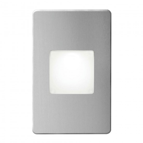 Brushed Alum Rectangle In/Out 3W Wall LED Light with White Lens